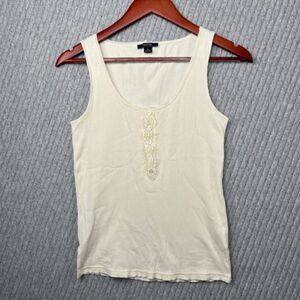 VTG Nautica Tank Top Cream Lace Detail Cottagecore Prairie Womens Size‎ Small
